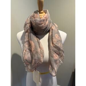 Lead Pink / Gray Alexander McQueen Skull Scarf NWT